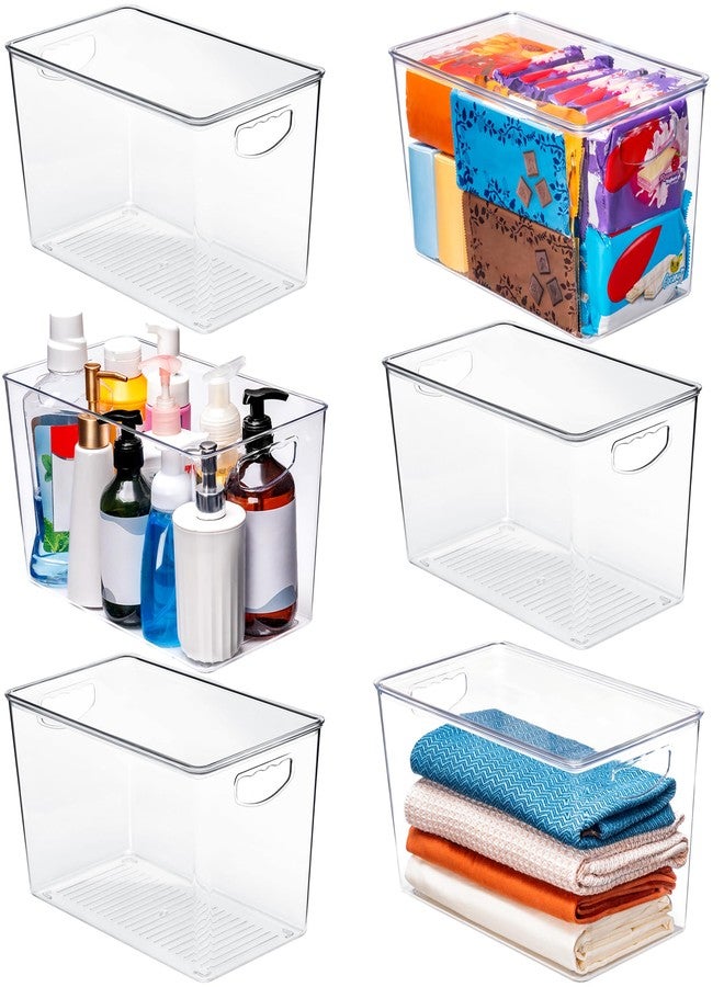 theaoo Clear Storage Bins with Lids Stackable - XLarge Plastic Containers for Pantry Organization and Storage - Perfect for kitchen,Fridge,Laundry Room,Bathroom,Garage,Closet,Cabinet Organizer -6 Pack - Image 1